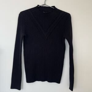 English Factory Black Mini Ruffle Sweater Top Sz L